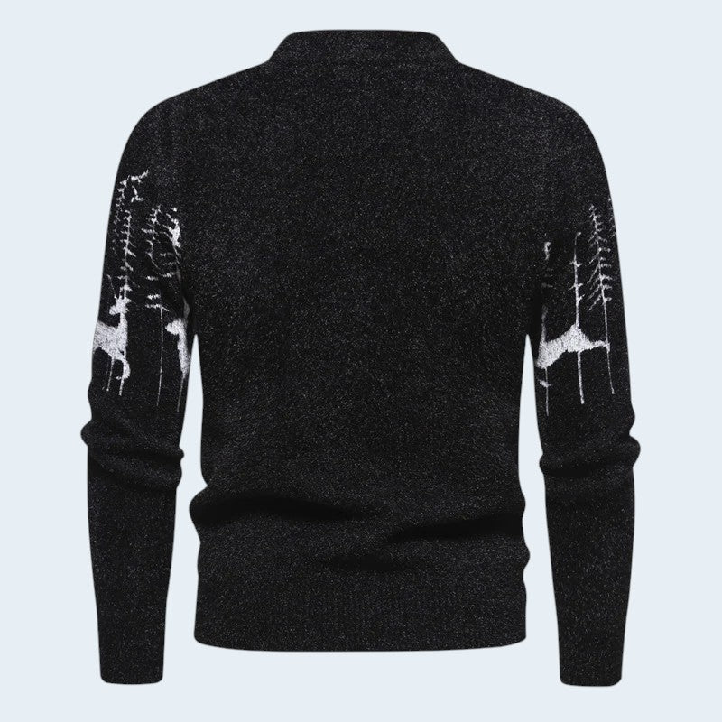 Men's Festive Pattern Crewneck Sweater Long-Sleeve Knit Pullover 2