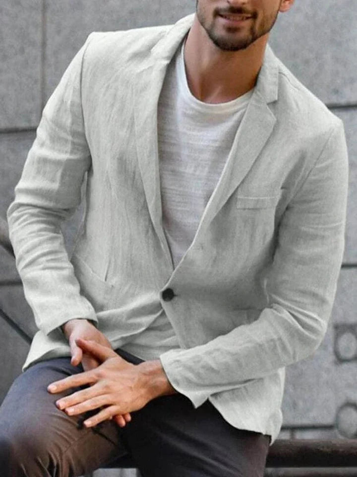 Men's Slim-Fit Single-Button Blazer Lightweight Breathable Gray