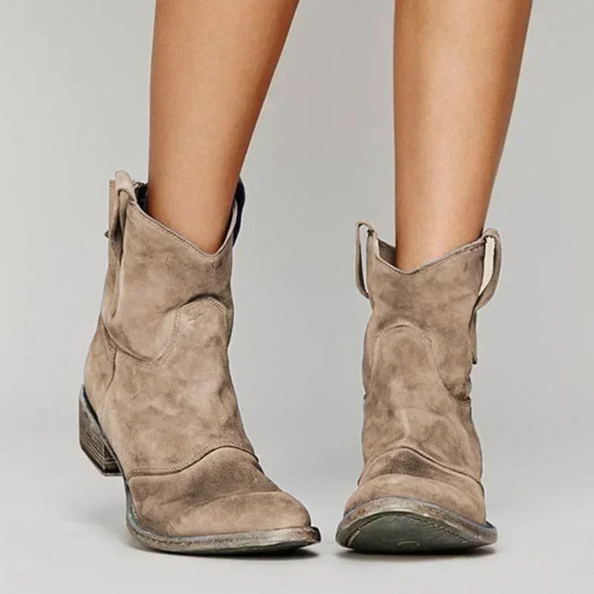 Women's Pointed-Toe Ankle Boots Non-Slip Sole Short Shaft Brown