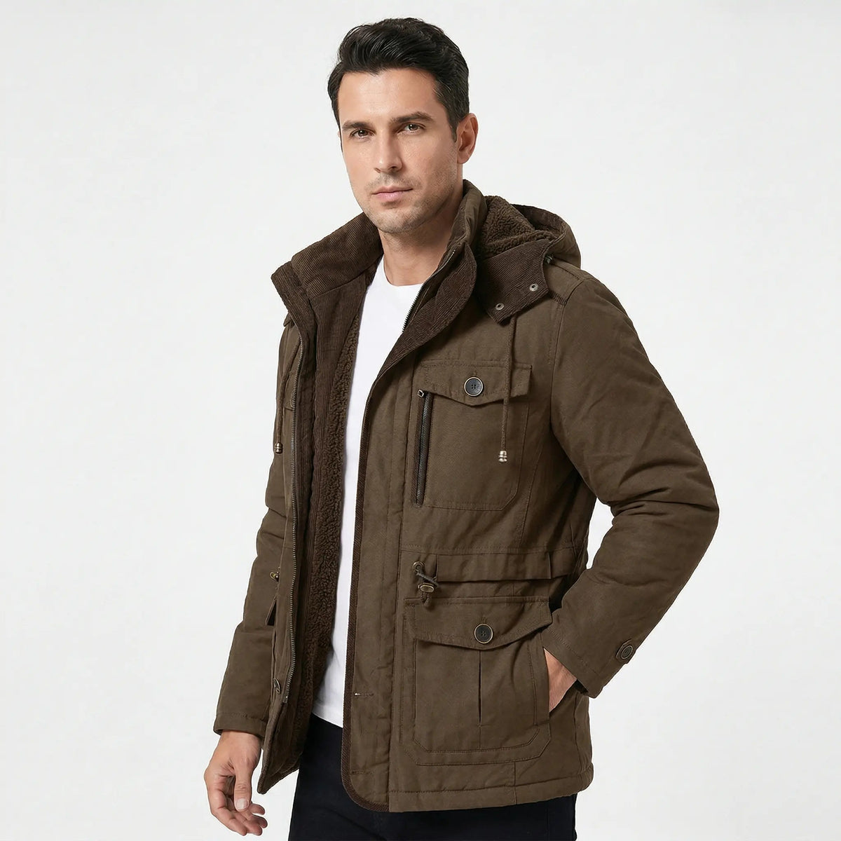 Men's Water Resistant Fleece Lined Hooded Winter Jacket Edenforth