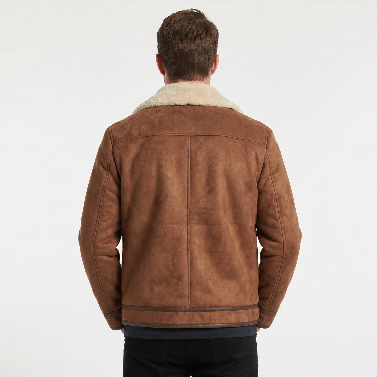 Men's Vintage Brown Suede Shearling Winter Jacket Edenforth