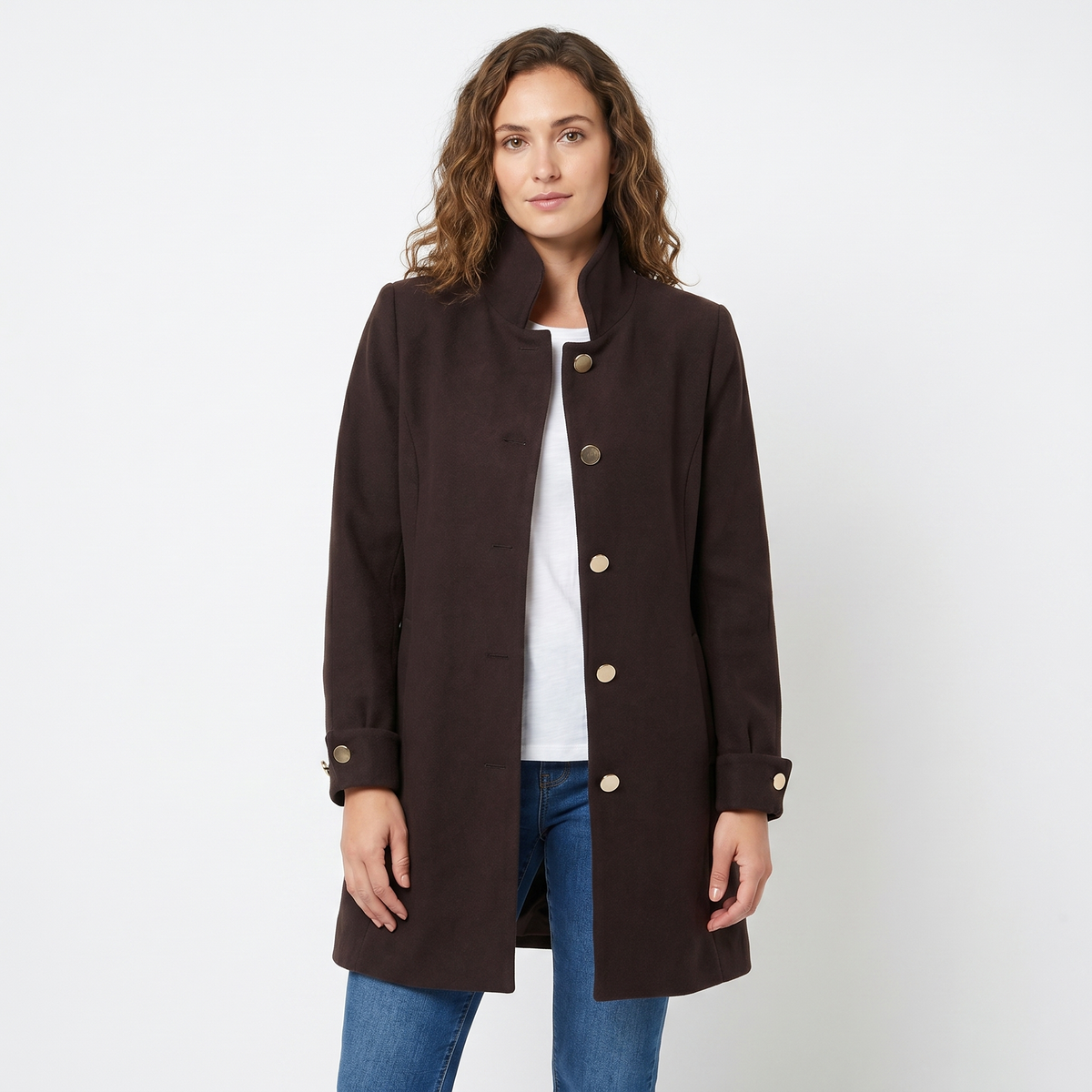 Women's Car Winter Coat Brushed Single-Breasted Mid-Length Edenforth