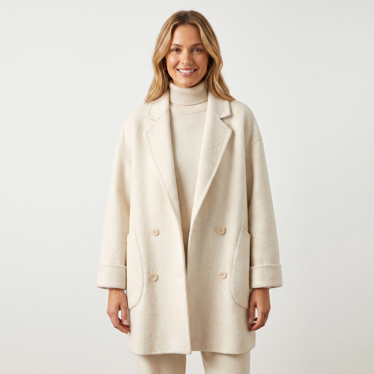 Women's Wool Double-Breasted Winter Coat Oversized Mid-Length Edenforth