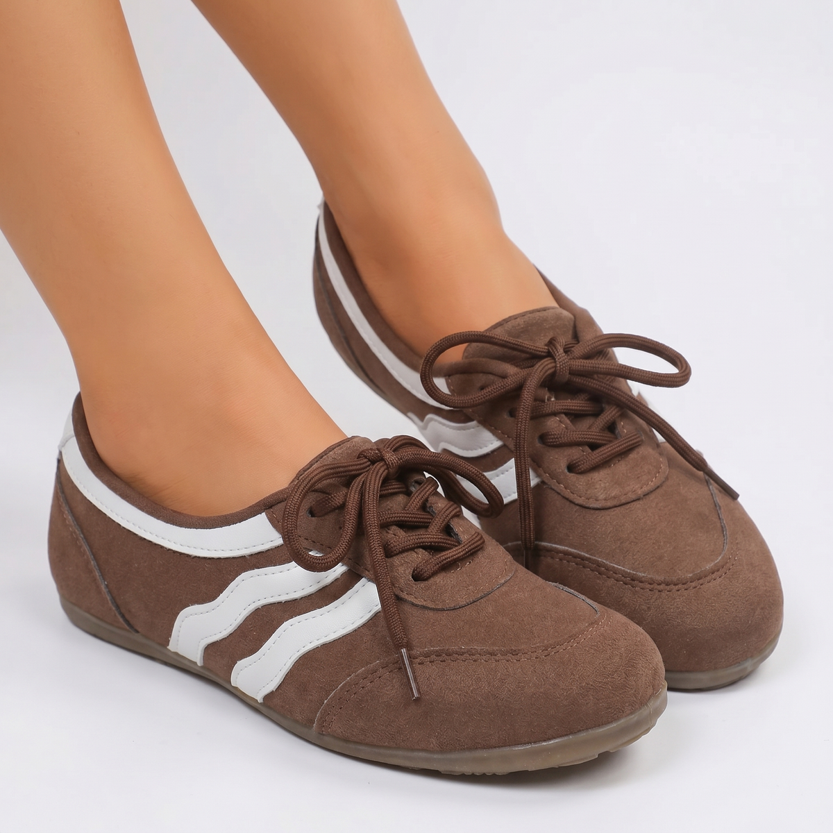Women's Orthopaedic Suede Lace-Up Retro Sneakers Flat Sole Wave Shoes Edenforth