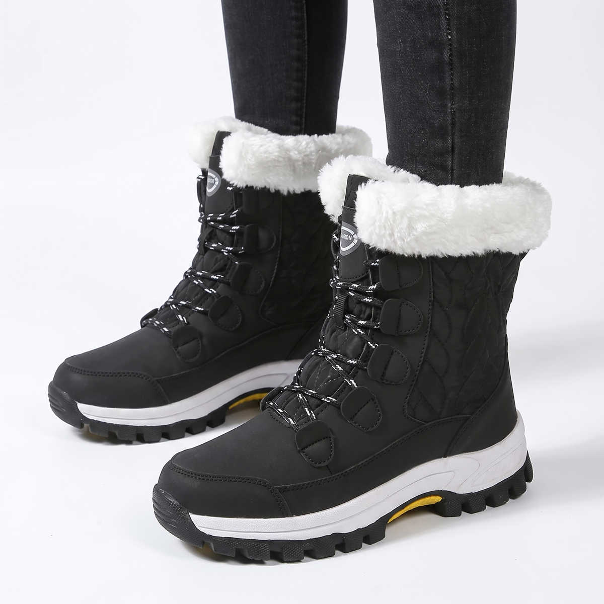 Women's Fur Trim Snow Waterproof Quilted Winter Boots Edenforth