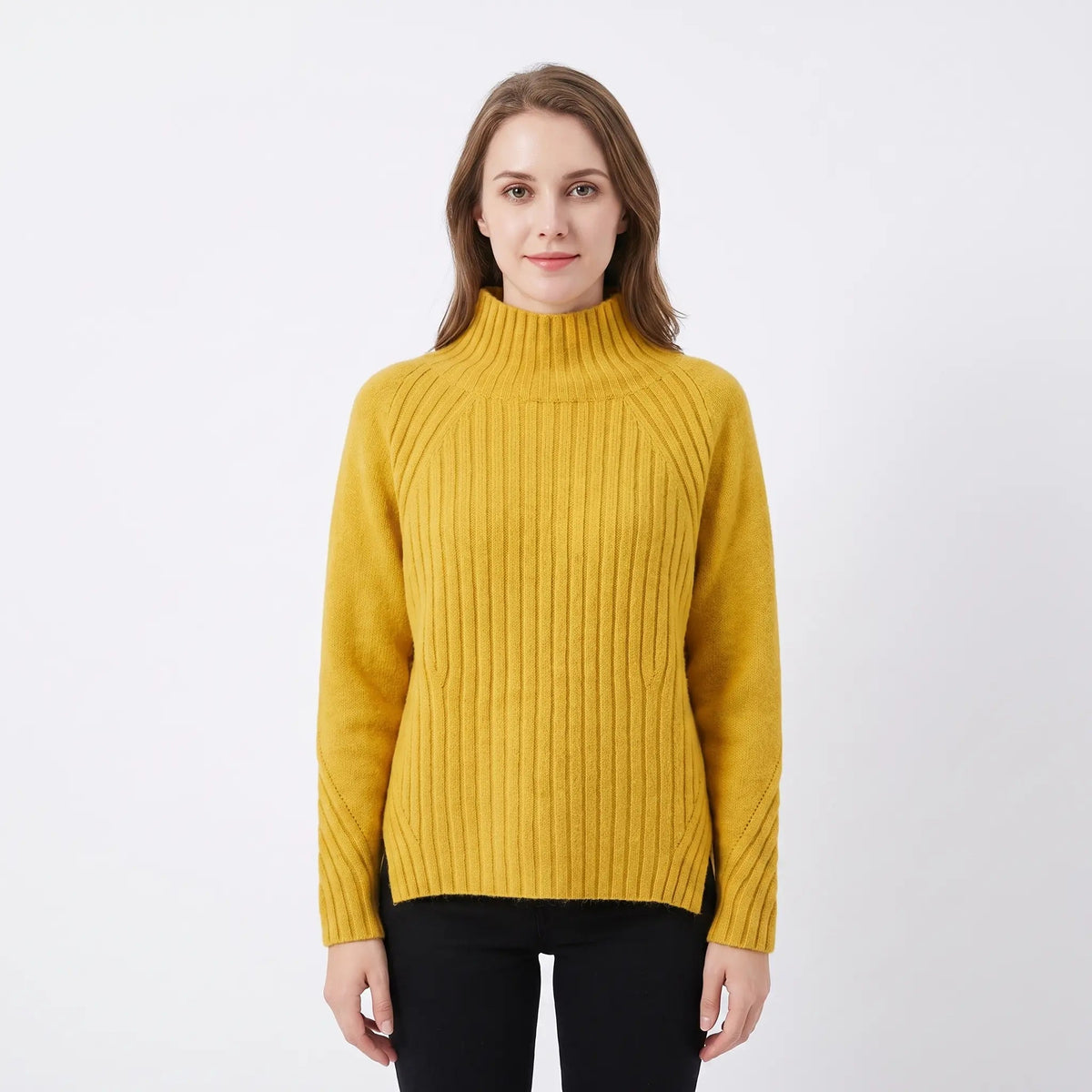 Women's Ribbed Knit Winter Sweater Mock-Neck Long-Sleeve Pullover Edenforth