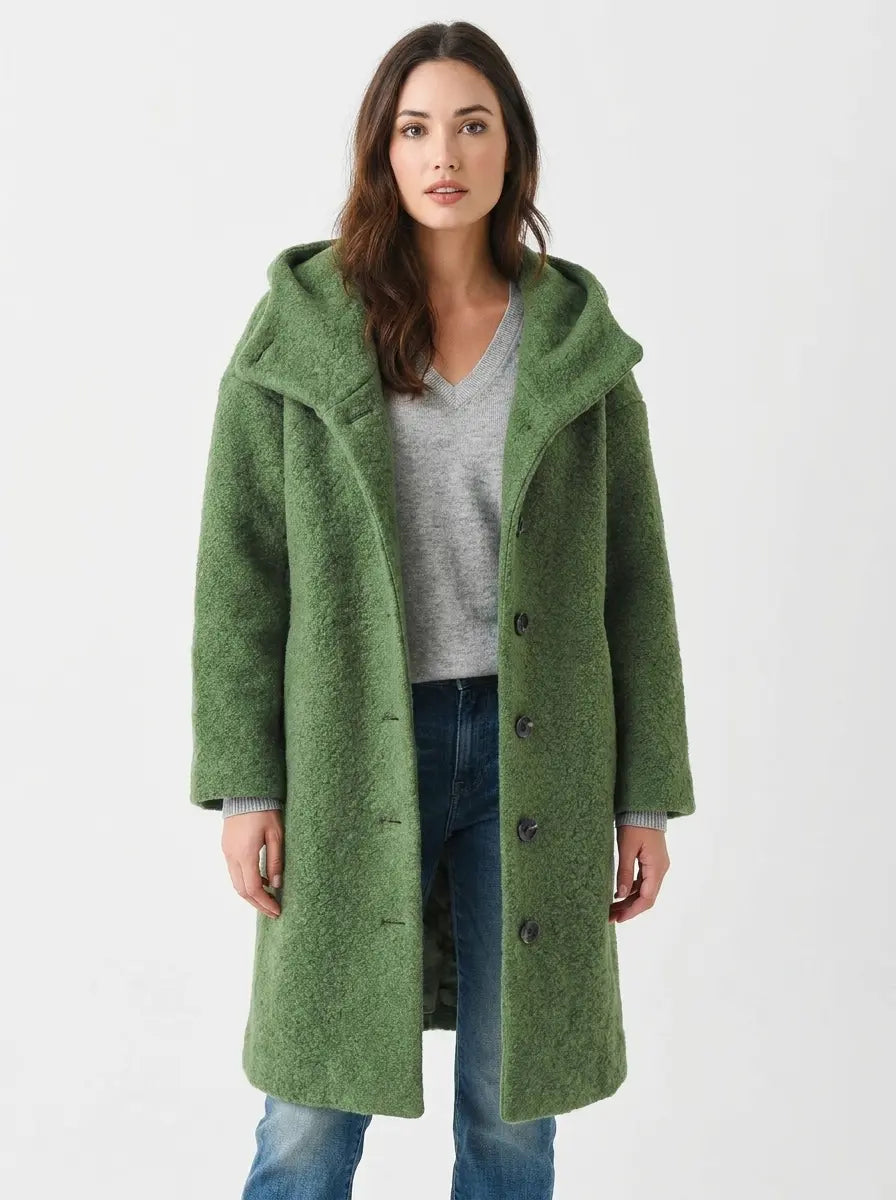 Women's Wool Blend Long Coat Button-Up Oversized Winter Overcoat Edenforth