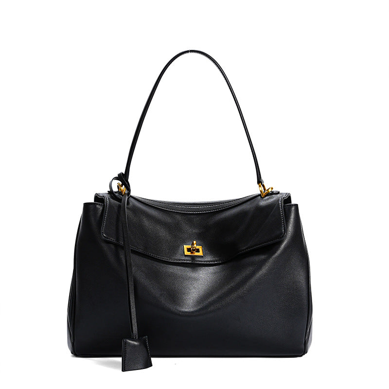 Women's Leather Shoulder Bag Large Capacity Crossbody Tote Gold Hardware Edenforth