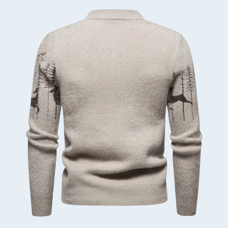 Men's Festive Pattern Crewneck Sweater Long-Sleeve Knit Pullover 4