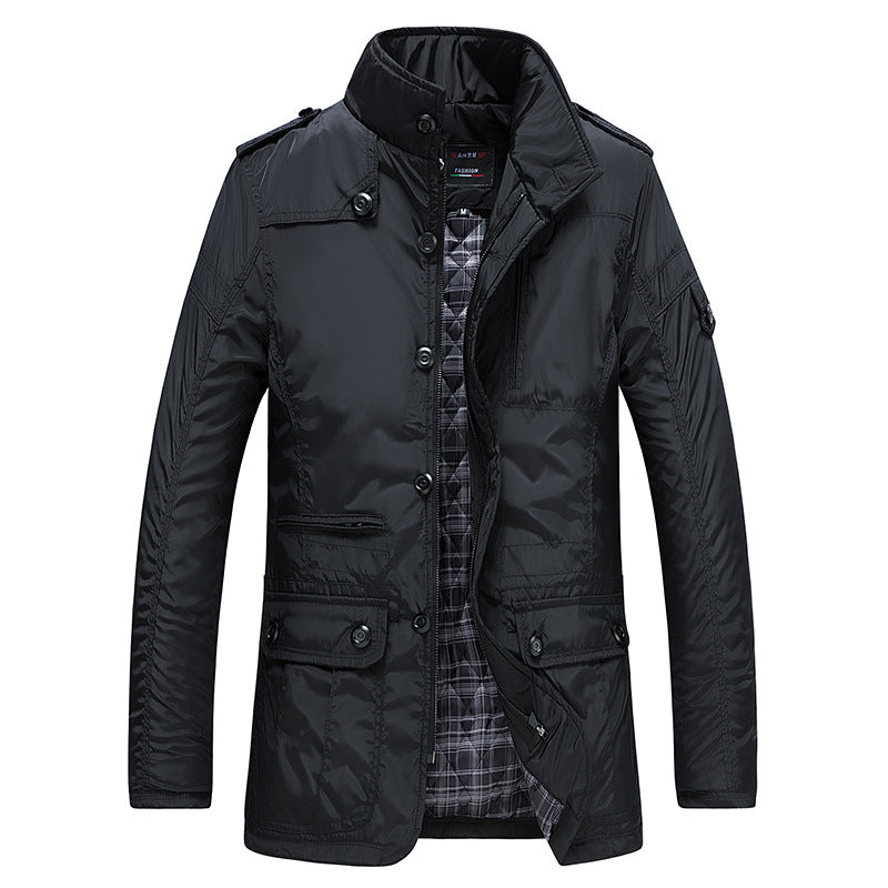 Men's Waterproof Winter Jacket Insulated Multi-Pocket Black