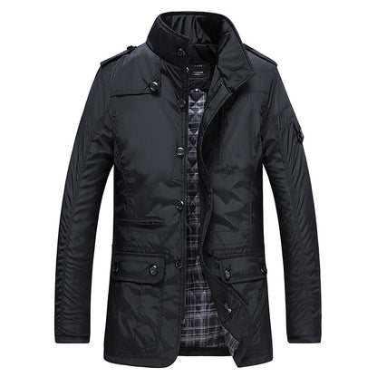 Men's Waterproof Winter Jacket Insulated Multi-Pocket Black
