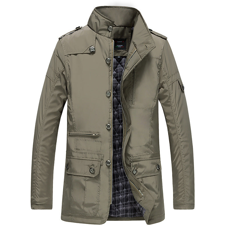 Men's Waterproof Winter Jacket Insulated Multi-Pocket Beige