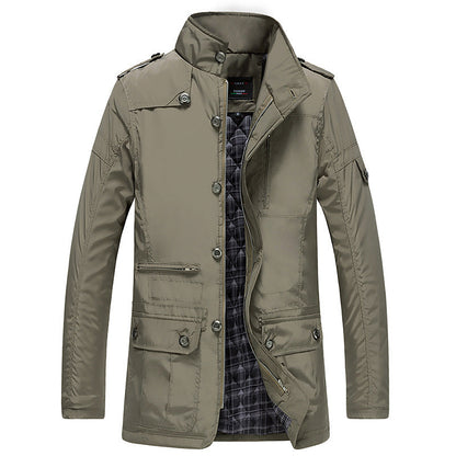 Men's Waterproof Winter Jacket Insulated Multi-Pocket Beige