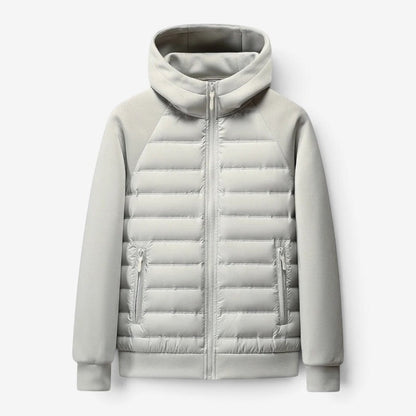 Women's Hooded Zip-Up Jacket with Ribbed Cuffs and Side Pockets Gray