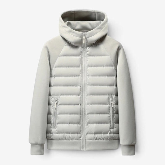 Women's Hooded Zip-Up Jacket with Ribbed Cuffs and Side Pockets Gray