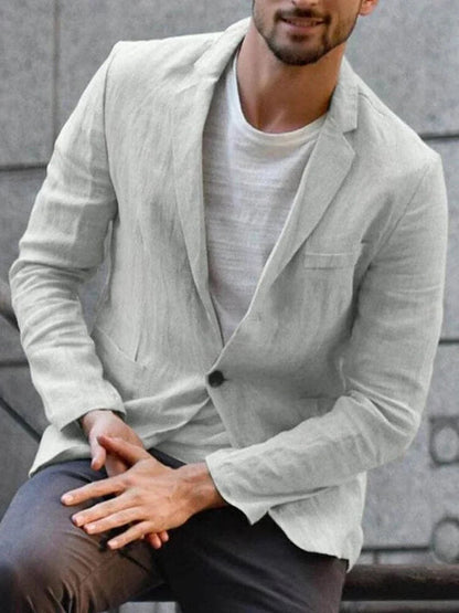Men's Slim-Fit Single-Button Blazer Lightweight Breathable Gray
