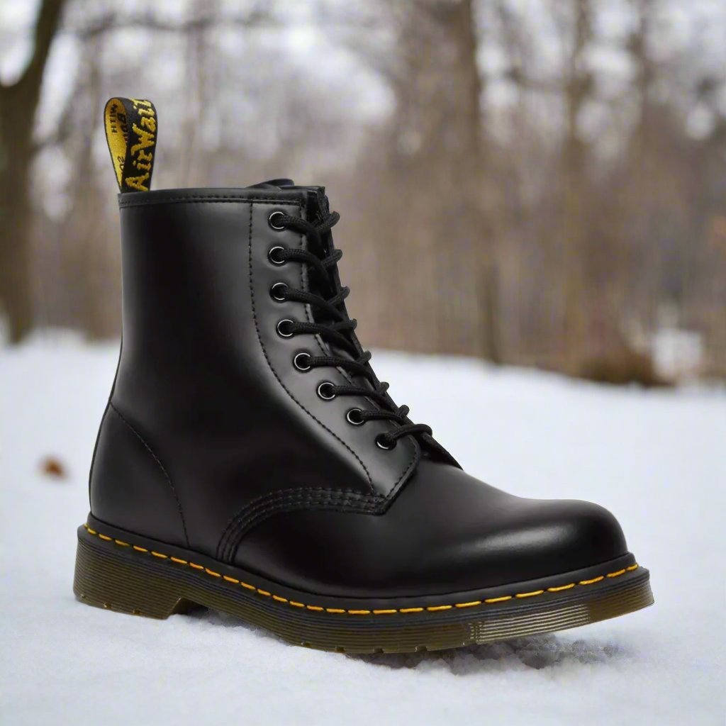 Women's Tall-Shaft Combat Boots Back Pull Loop Balanced Fit Black
