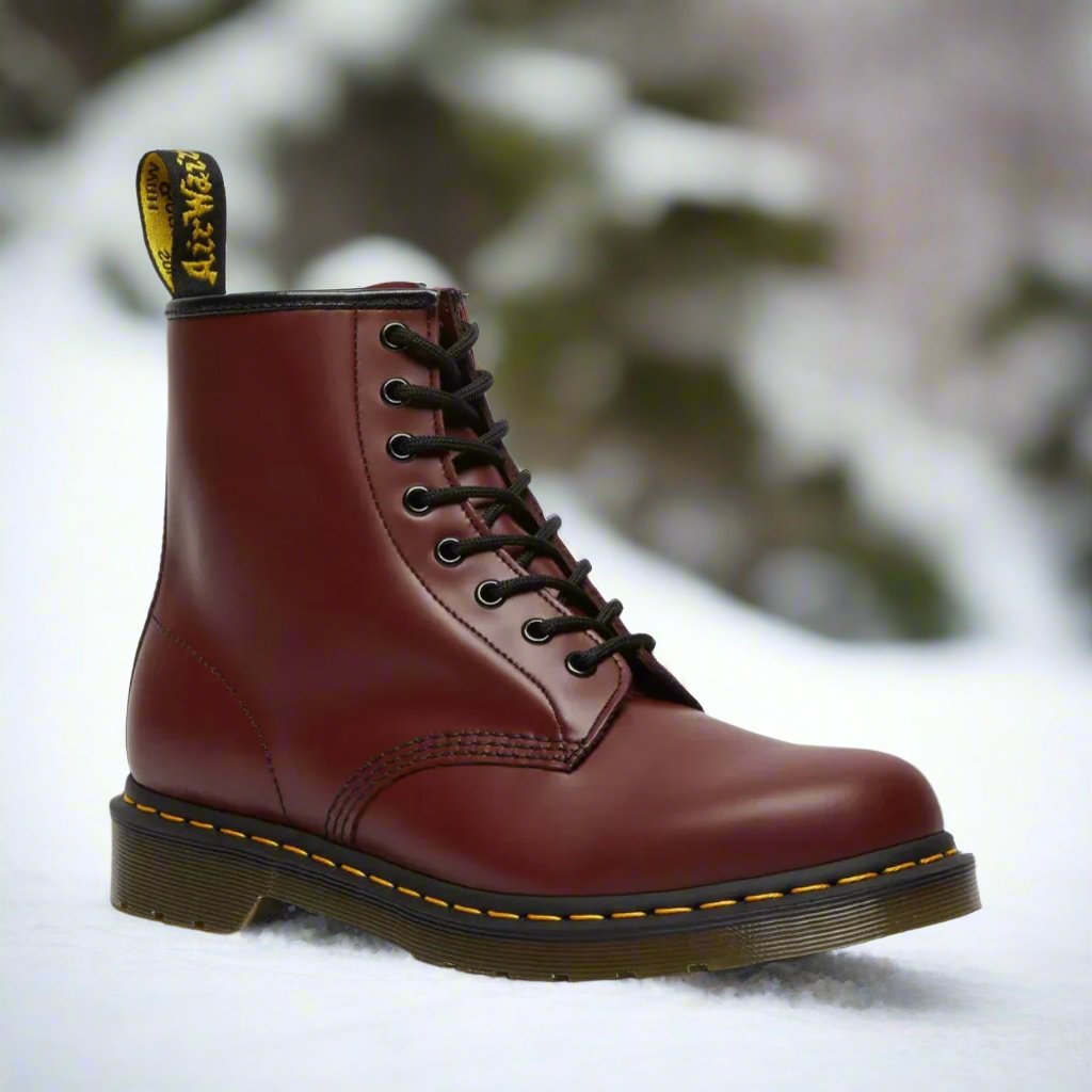 Women's Tall-Shaft Combat Boots Back Pull Loop Balanced Fit Red
