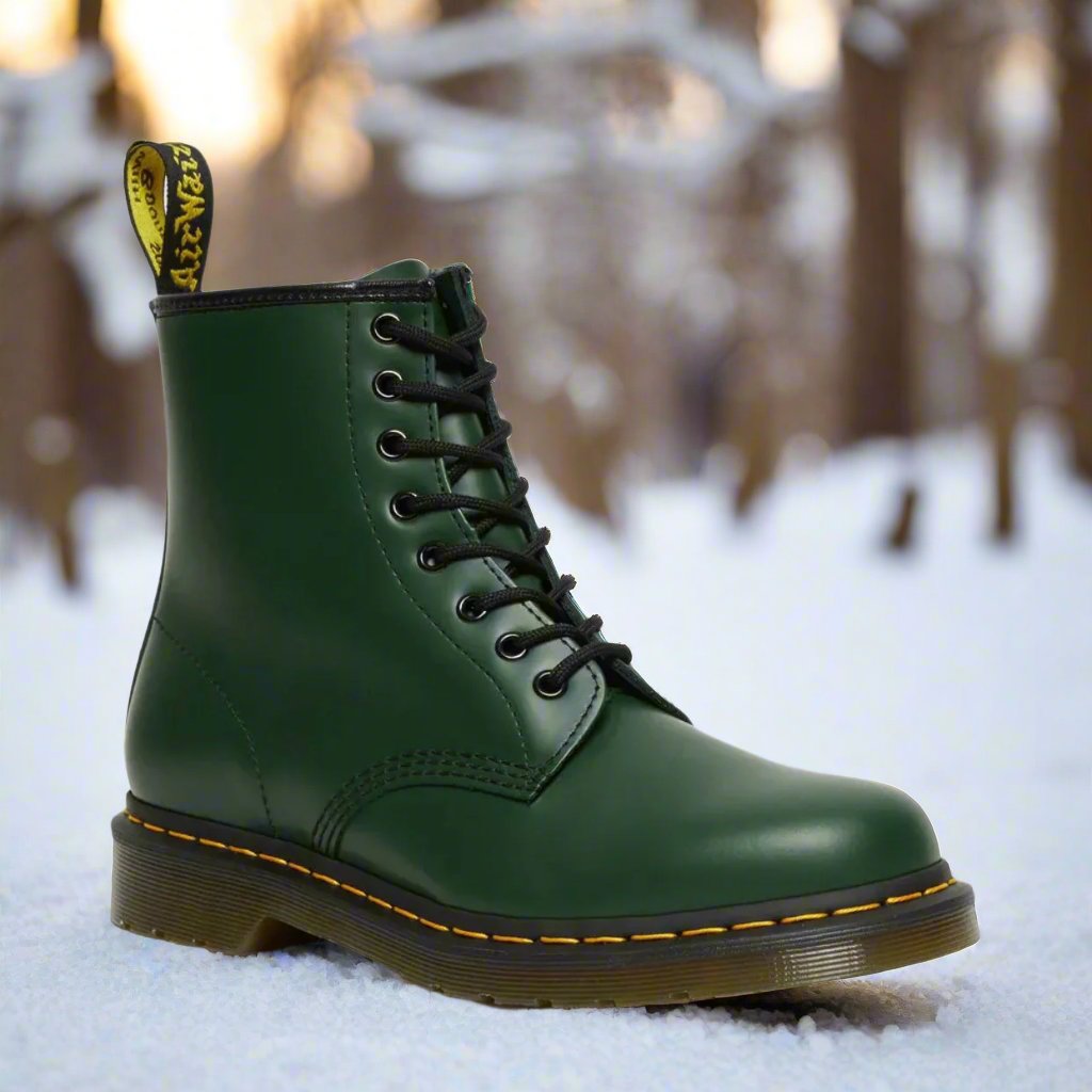 Women's Tall-Shaft Combat Boots Back Pull Loop Balanced Fit Green
