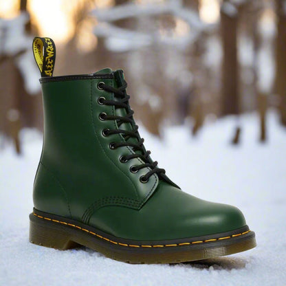 Women's Tall-Shaft Combat Boots Back Pull Loop Balanced Fit Green