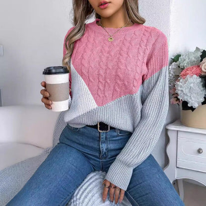 Women's Ribbed Round-Neck Long-Sleeve Polyester Sweater 3