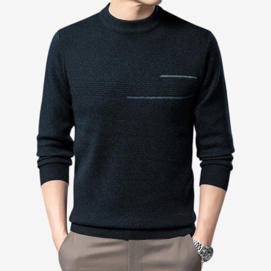 Men's Ribbed Round-Neck Long-Sleeve Sweater Black