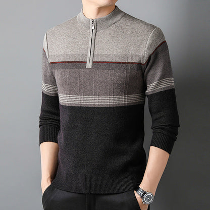 Men's Half-Zip Crew-Neck Sweater Ribbed Cuffs Long-Sleeve 1