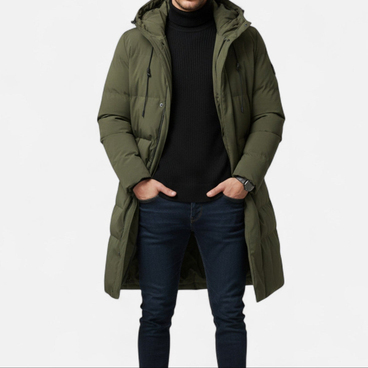 Men's Hooded Zip-Up Winter Jacket Regular Fit Insulated Lining 1