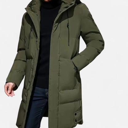 Men's Hooded Zip-Up Winter Jacket Regular Fit Insulated Lining Army Green A