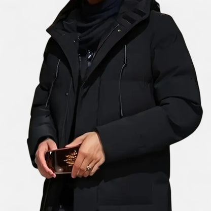 Men's Hooded Zip-Up Winter Jacket Regular Fit Insulated Lining Black