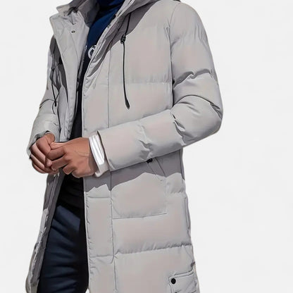 Men's Hooded Zip-Up Winter Jacket Regular Fit Insulated Lining Gray