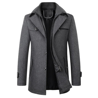Men's Waterproof Winter Coat Zip Button Closure Modern Cut Gray