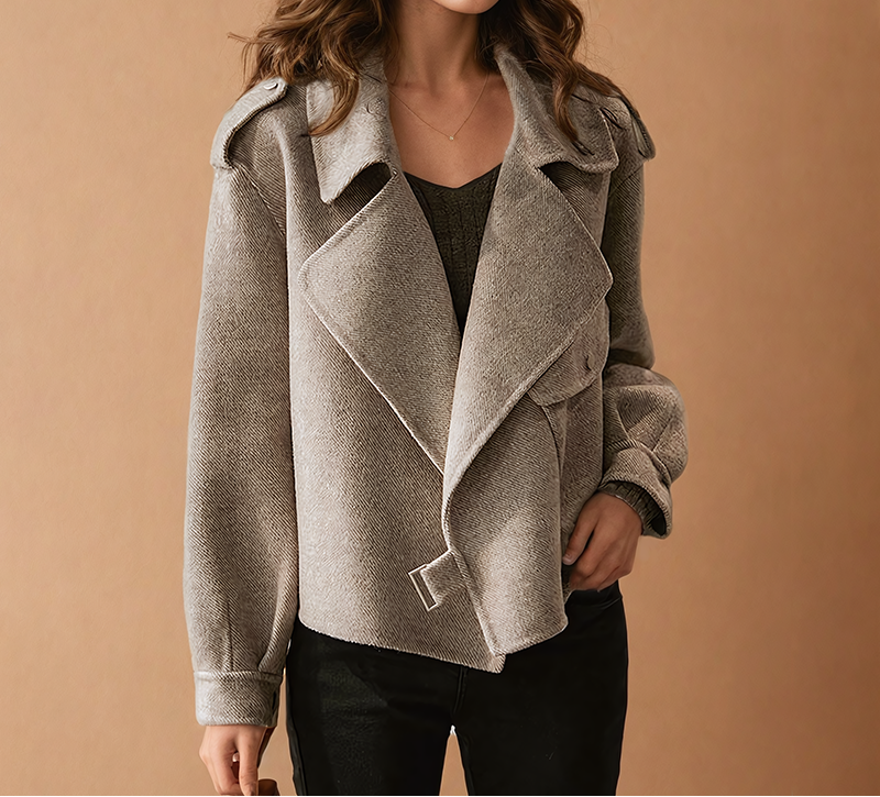 Women's Crepe Wool Jacket Relaxed Fit Breathable 1