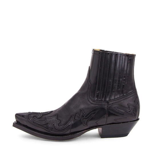 Women's Leather Western Cowboy Boots Rubber Sole Classic Design Black