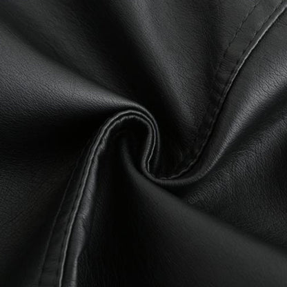 Women's Leather Zip-Up Jacket Stand Collar Zip Pockets 16