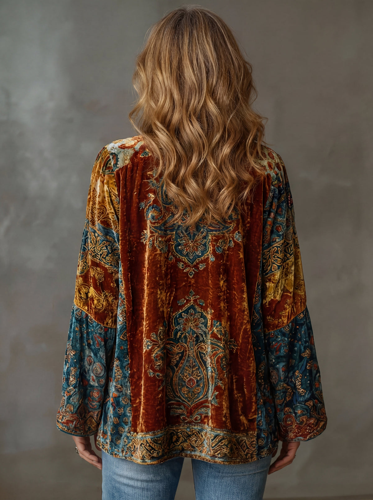 Women's Paisley Print Open-Front Long-Sleeve Cardigan Relaxed Fit 1