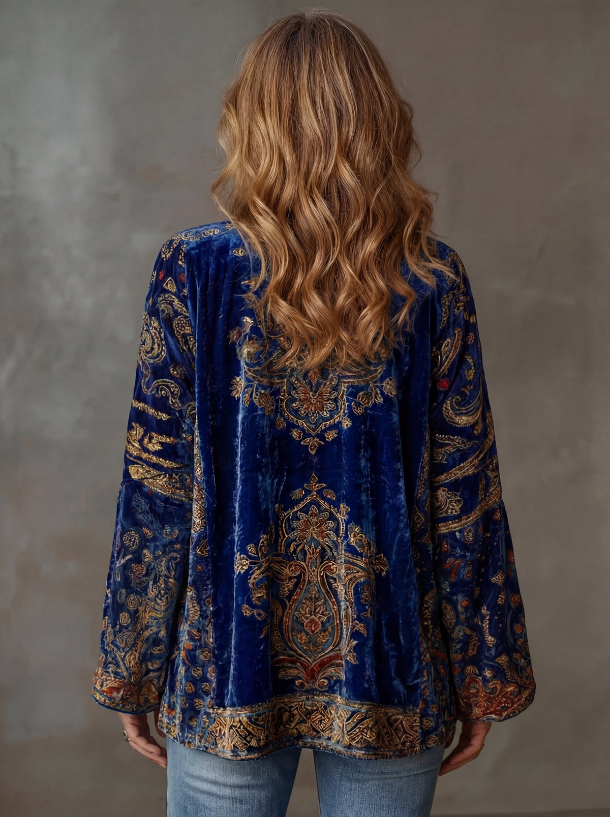 Women's Paisley Print Open-Front Long-Sleeve Cardigan Relaxed Fit 2
