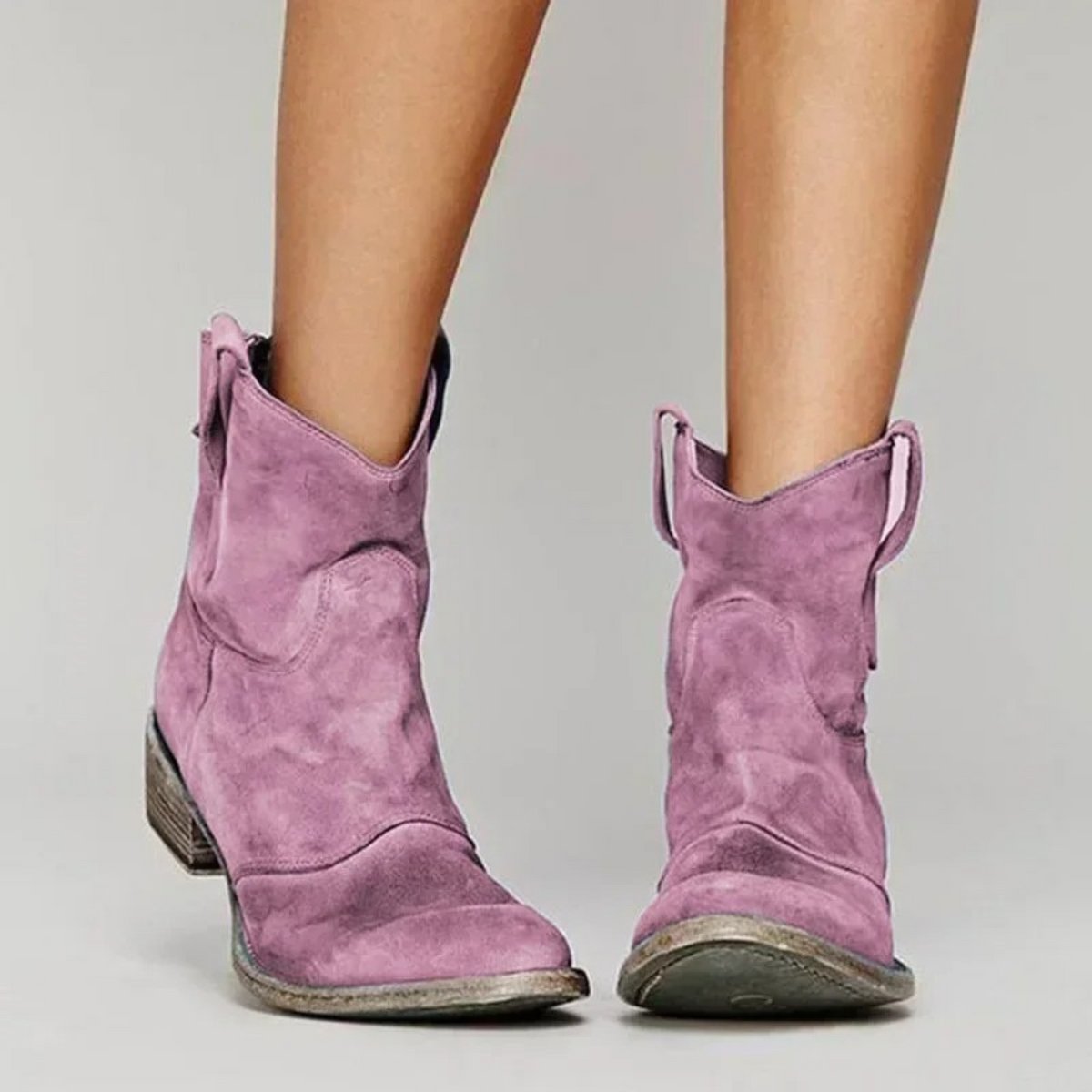 Women's Pointed-Toe Ankle Boots Non-Slip Sole Short Shaft Purple