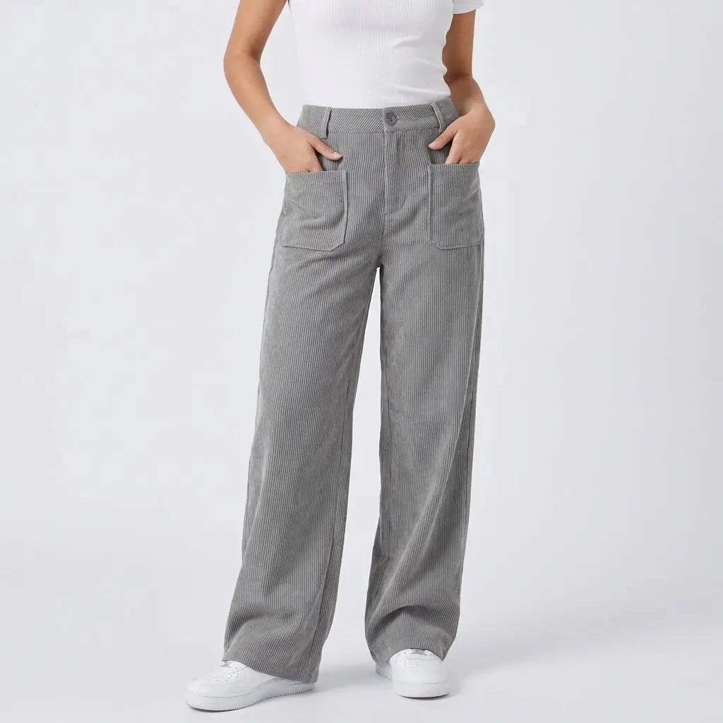 Women's High-Waisted Wide-Leg Corduroy Utility Fall Pants Edenforth