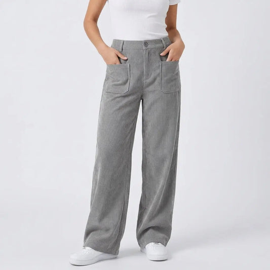 Women's High-Waisted Wide-Leg Corduroy Utility Fall Pants Edenforth