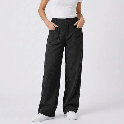 Women's High-Waisted Wide-Leg Corduroy Utility Fall Pants Edenforth