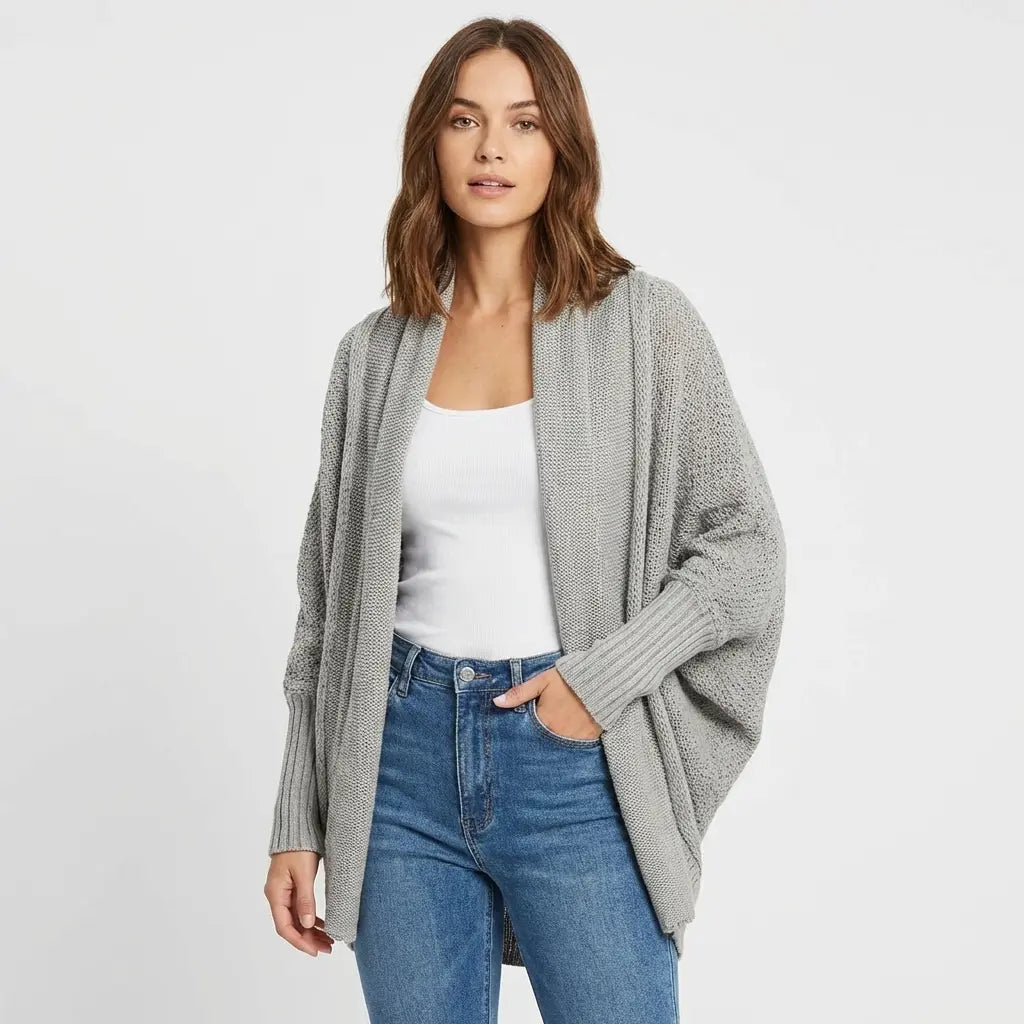 Women's Oversized Batwing Open-Front Loose Knit Winter Cardigan Edenforth