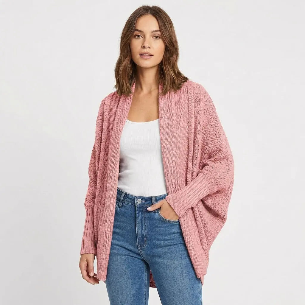 Women's Oversized Batwing Open-Front Loose Knit Winter Cardigan Edenforth