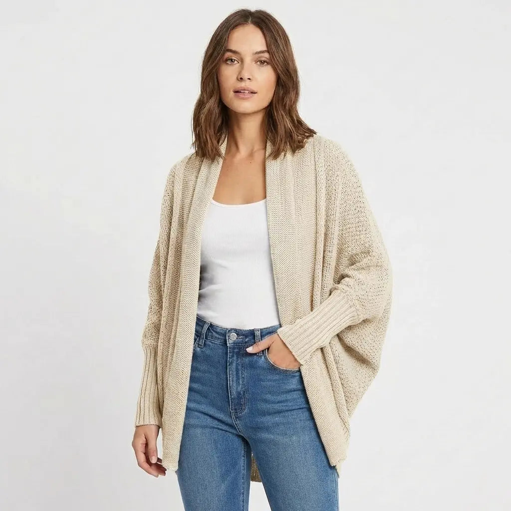 Women's Oversized Batwing Open-Front Loose Knit Winter Cardigan Edenforth