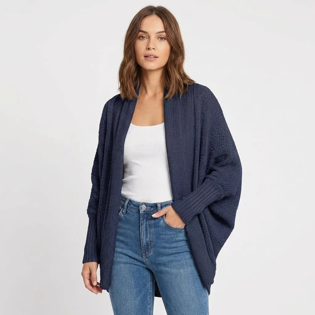 Women's Oversized Batwing Open-Front Loose Knit Winter Cardigan Edenforth