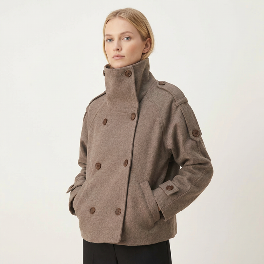 Women's Double-Breasted Stand Collar Peacoat Edenforth