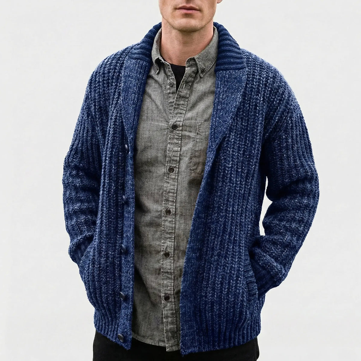 Men's Chunky Knit Shawl Collar Cardigan Winter Sweater Edenforth
