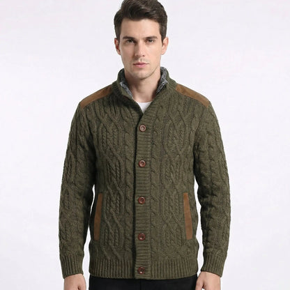 Women's Fleece Lined Button-Up Winter Cardigan with Suede Detail Edenforth