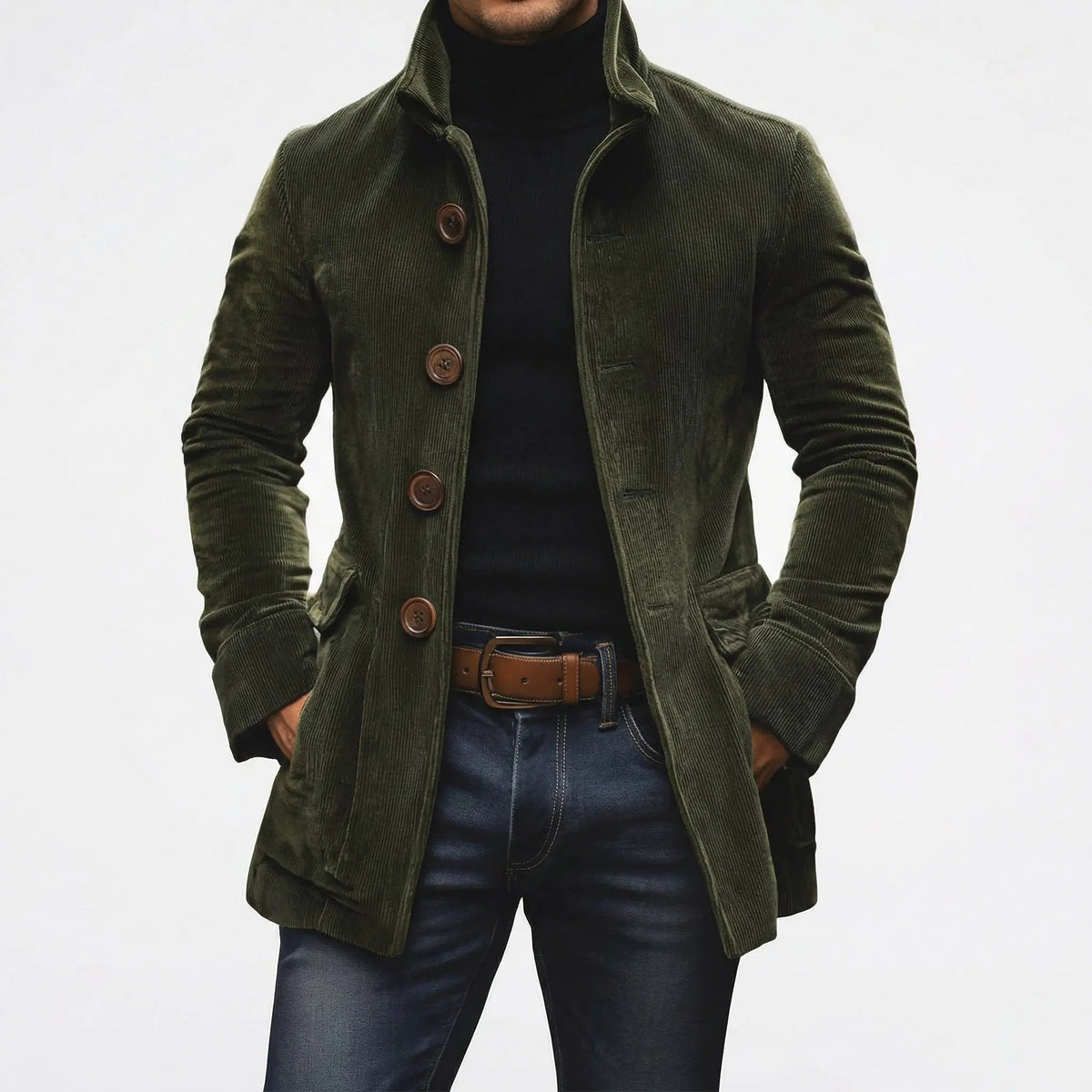 Women's Corduroy Stand Collar Button-Up Fall Coat Edenforth
