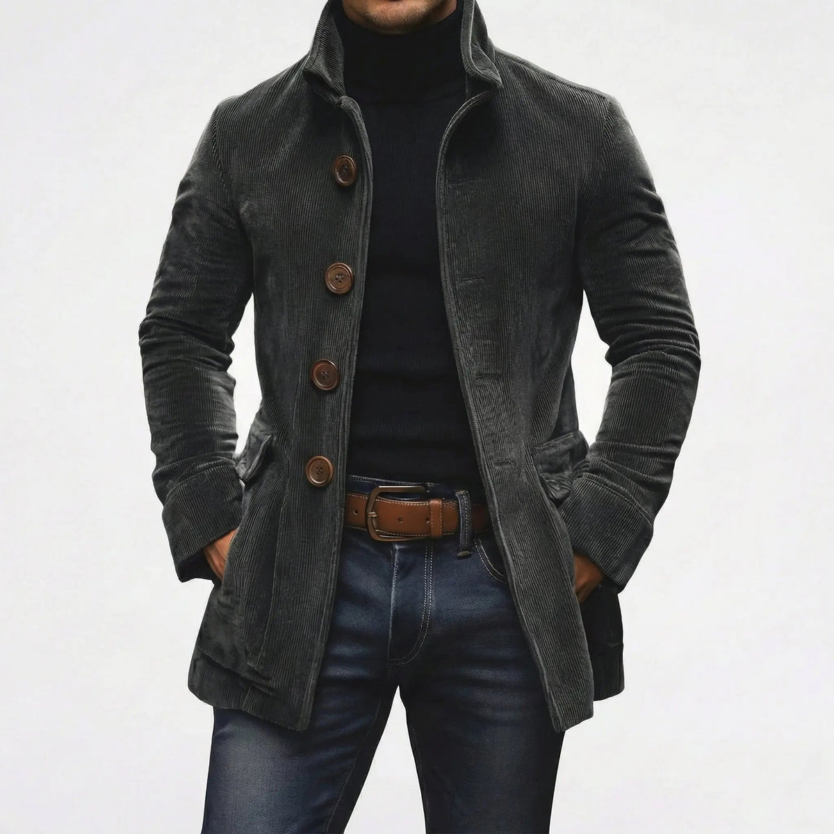 Women's Corduroy Stand Collar Button-Up Fall Coat Edenforth